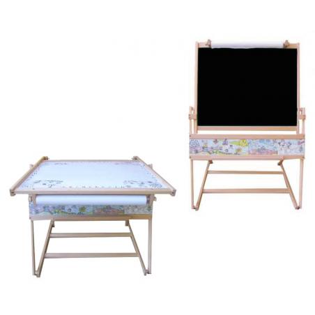 DŘEVO Dětská školní tabule FILIP II. na křídu fix s papírem + stolek MAGNETICKÁ