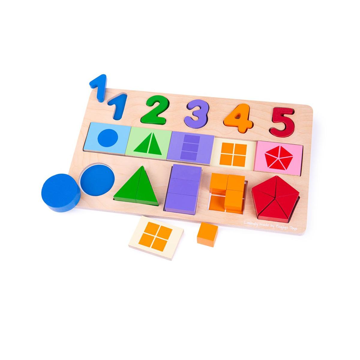 Bigjigs Toys Didaktická deska Čísla, barvy, tvary