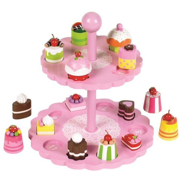 Tidlo Růžový patrový talíř s dortíčky