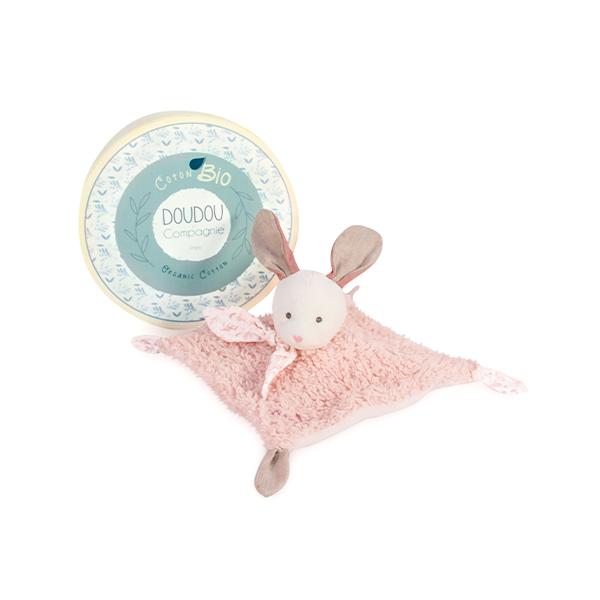 Doudou Plyšový králíček s růžovou dečkou z BIO bavlny 25 cm