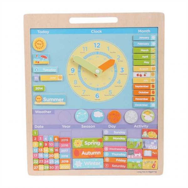 Bigjigs Toys Anglický magnetický kalendář s hodinami